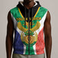 Personalised South Africa Sleeveless Zip Hoodie Coat Of Arms Flag Style - African Pride