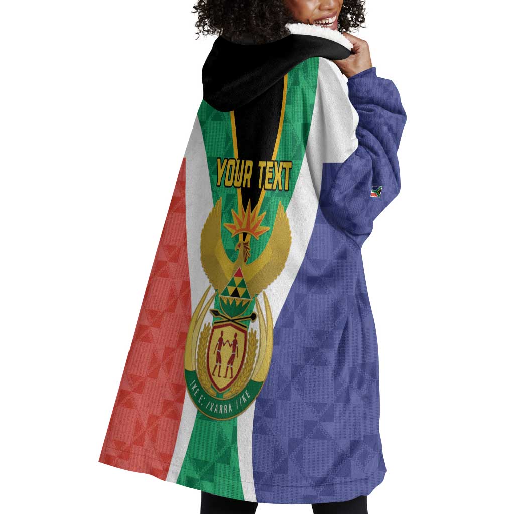 Personalised South Africa Wearable Blanket Hoodie Coat Of Arms Flag Style