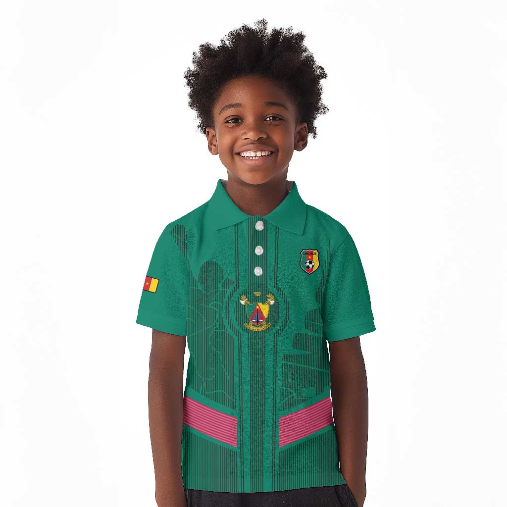 Custom Cameroun Football Kid Polo Shirt Allez les Lions