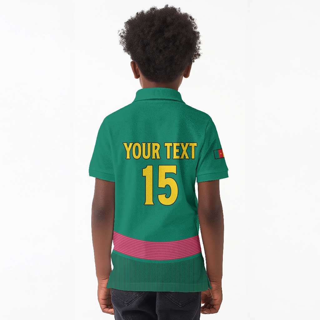 Custom Cameroun Football Kid Polo Shirt Allez les Lions