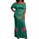 Custom Cameroun Football Off Shoulder Maxi Dress Allez les Lions