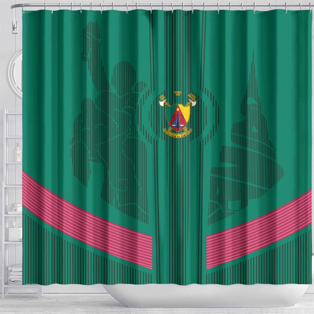 Custom Cameroun Football Shower Curtain Allez les Lions