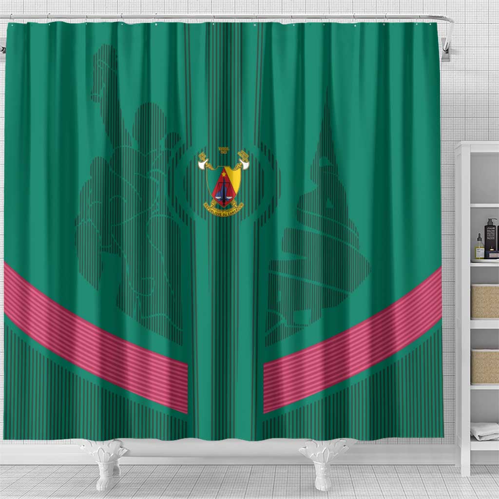 Custom Cameroun Football Shower Curtain Allez les Lions