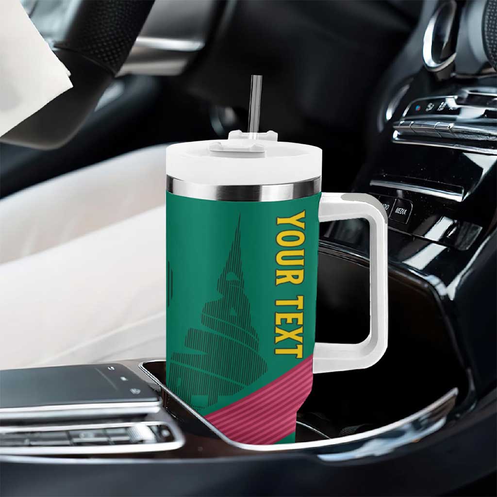 Custom Cameroun Football Tumbler With Handle Allez les Lions