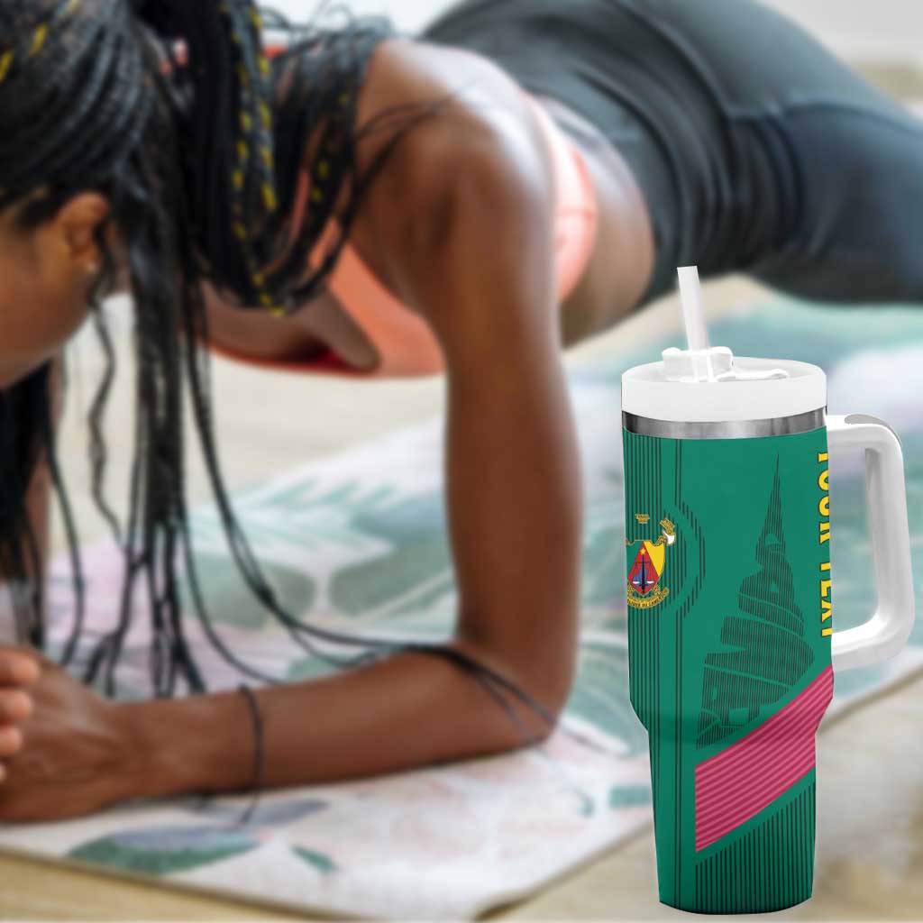 Custom Cameroun Football Tumbler With Handle Allez les Lions