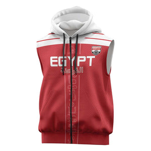Egyptian Football Custom Sleeveless Zip Hoodie Yalla Masr - Red Ver - African Pride
