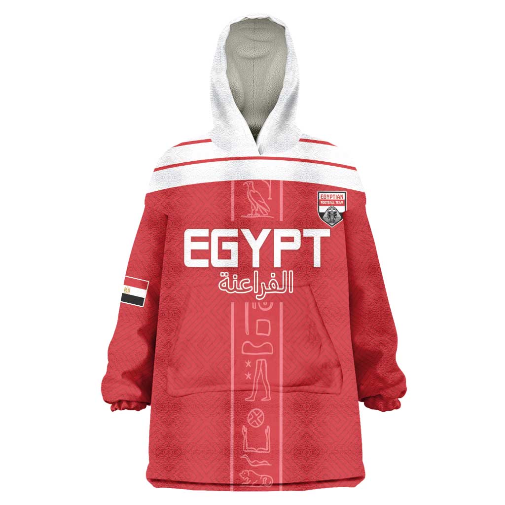 Egyptian Football Custom Wearable Blanket Hoodie Yalla Masr - Red Ver