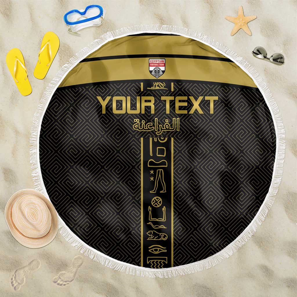Egyptian Football Custom Beach Blanket Yalla Masr - Black Ver