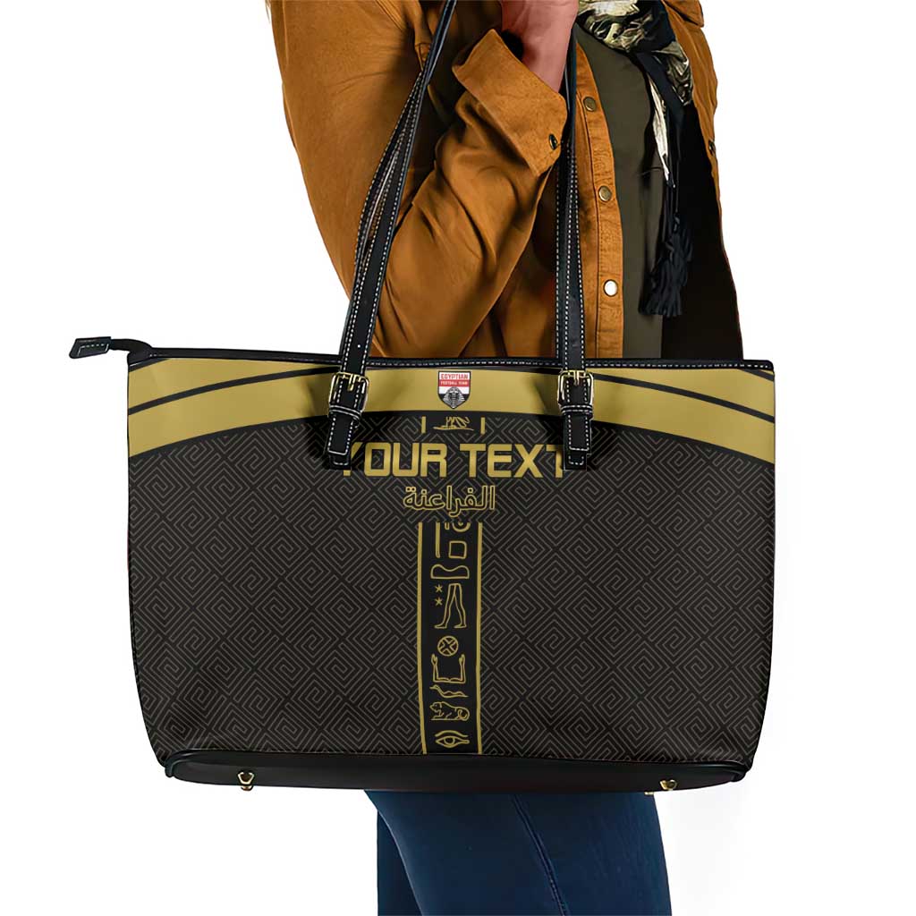 Egyptian Football Custom Leather Tote Bag Yalla Masr - Black Ver