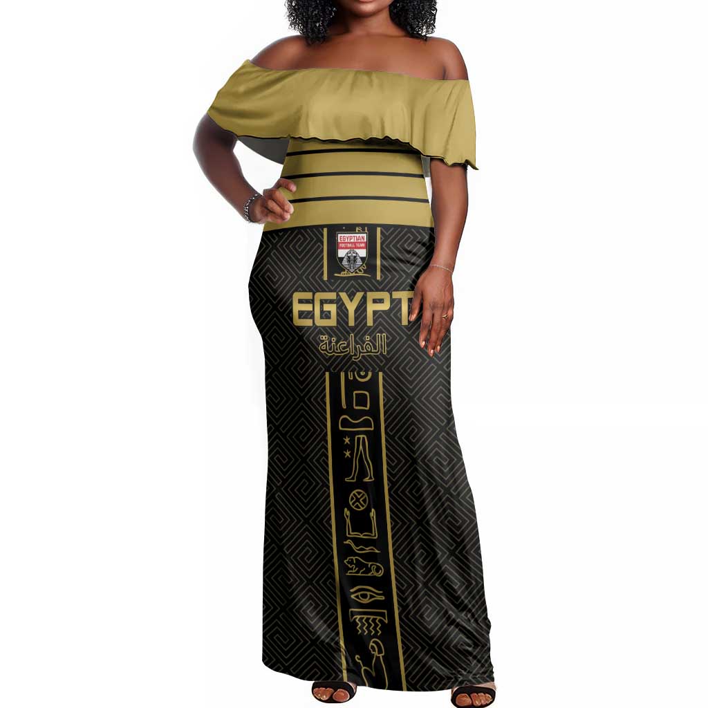 Egyptian Football Custom Off Shoulder Maxi Dress Yalla Masr - Black Ver