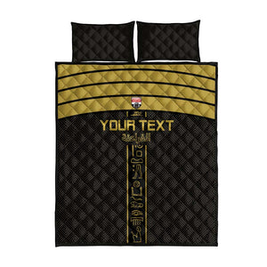 Egyptian Football Custom Quilt Bed Set Yalla Masr - Black Ver