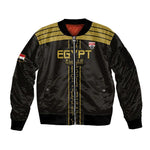 Egyptian Football Custom Sleeve Zip Bomber Jacket Yalla Masr - Black Ver