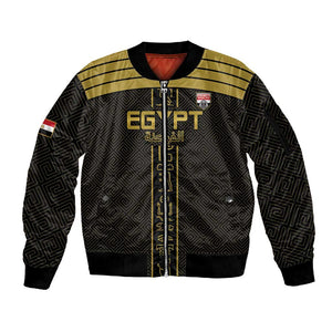 Egyptian Football Custom Sleeve Zip Bomber Jacket Yalla Masr - Black Ver