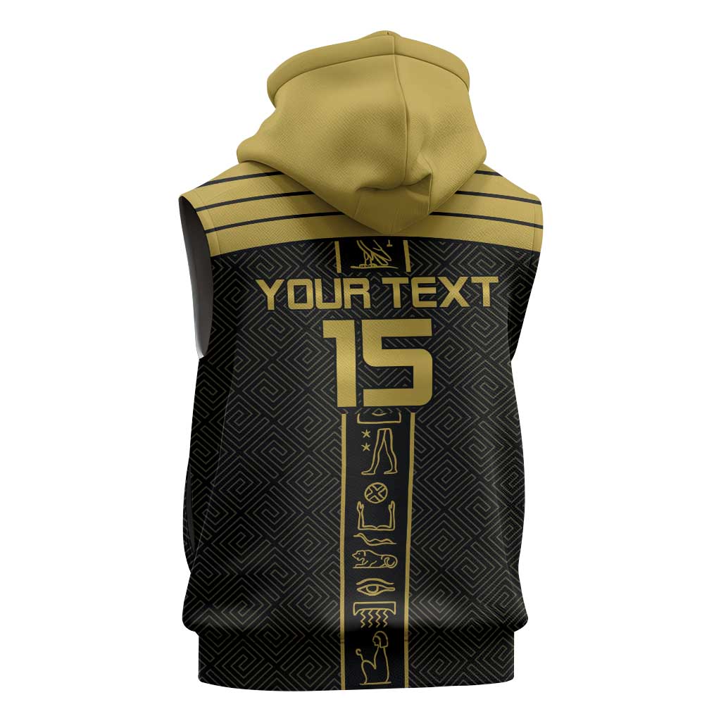 Egyptian Football Custom Sleeveless Hoodie Yalla Masr - Black Ver - African Pride