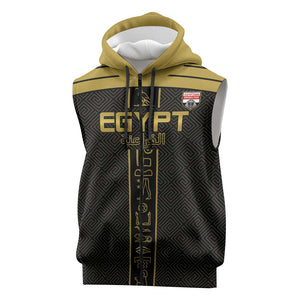 Egyptian Football Custom Sleeveless Zip Hoodie Yalla Masr - Black Ver - African Pride