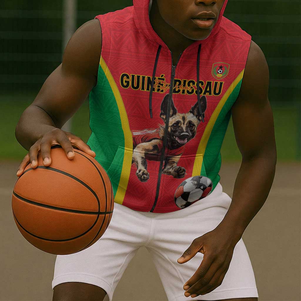 Custom Guinea-Bissau Football Sleeveless Zip Hoodie Go Djurtus Go - African Pride