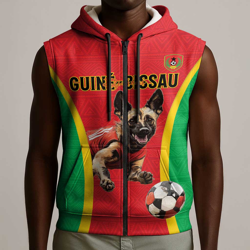 Custom Guinea-Bissau Football Sleeveless Zip Hoodie Go Djurtus Go - African Pride