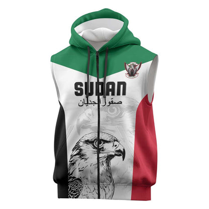 Custom Sudan Football Sleeveless Zip Hoodie Yalla Sudan - African Pride