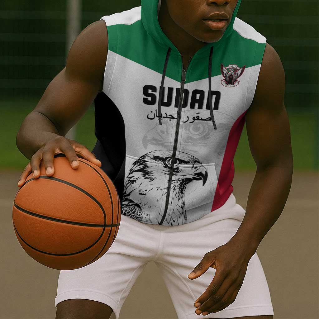 Custom Sudan Football Sleeveless Zip Hoodie Yalla Sudan - African Pride