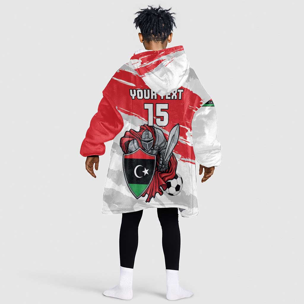 Custom Libya Football Kid Wearable Blanket Hoodie Forza Fursan Al-Mutawasit