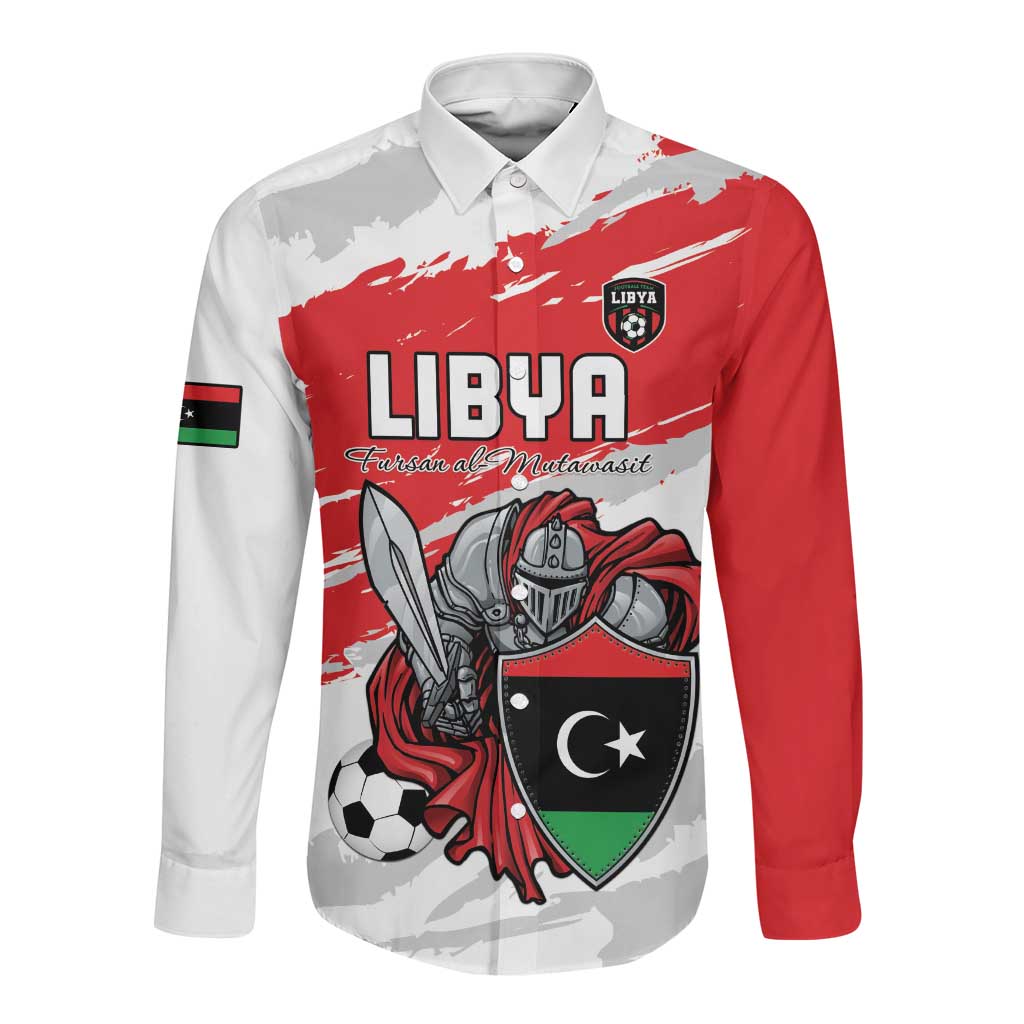 Custom Libya Football Long Sleeve Button Shirt Forza Fursan Al-Mutawasit
