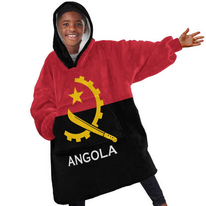 Angola Country Flag Stylized Kid Wearable Blanket Hoodie
