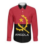Angola Country Flag Stylized Long Sleeve Button Shirt