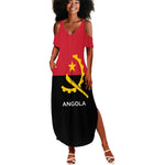 Angola Country Flag Stylized Summer Maxi Dress