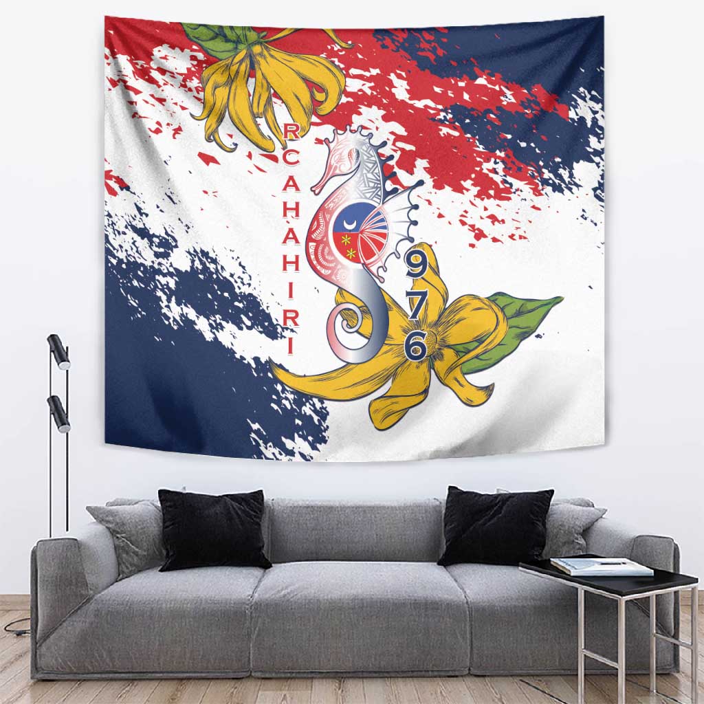 Département de Mayotte Tapestry Ra Hachiri 976 Map With Ylang Ylang
