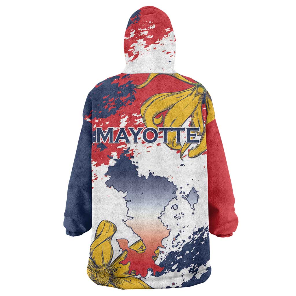 Département de Mayotte Wearable Blanket Hoodie Ra Hachiri 976 Map With Ylang Ylang