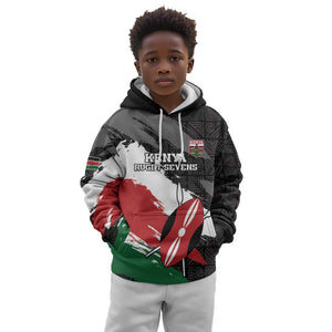 Custom Afro Kenya Kid Hoodie Rugby Sevens - African Pattern