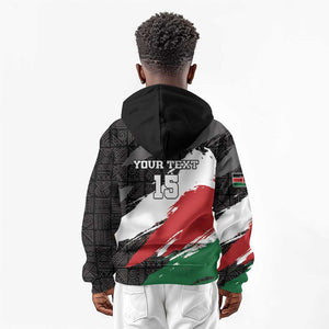 Custom Afro Kenya Kid Hoodie Rugby Sevens - African Pattern