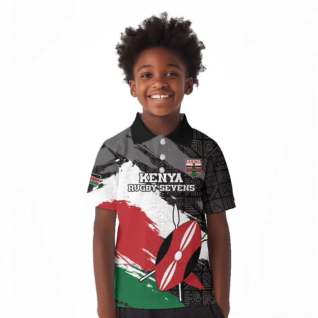 Custom Afro Kenya Kid Polo Shirt Rugby Sevens - African Pattern