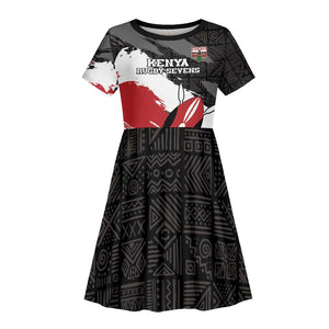 Custom Afro Kenya Kid Short Sleeve Dress Rugby Sevens - African Pattern