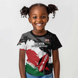 Custom Afro Kenya Kid T shirt Rugby Sevens - African Pattern