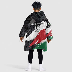 Custom Afro Kenya Kid Wearable Blanket Hoodie Rugby Sevens - African Pattern