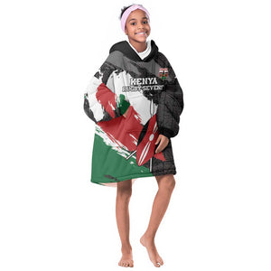 Custom Afro Kenya Kid Wearable Blanket Hoodie Rugby Sevens - African Pattern