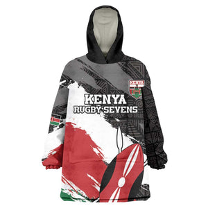 Custom Afro Kenya Kid Wearable Blanket Hoodie Rugby Sevens - African Pattern