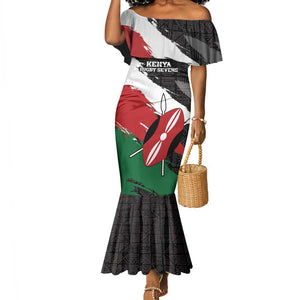 Custom Afro Kenya Mermaid Dress Rugby Sevens - African Pattern