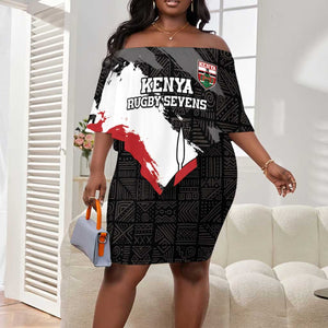 Custom Afro Kenya Off Shoulder Short Dress Rugby Sevens - African Pattern