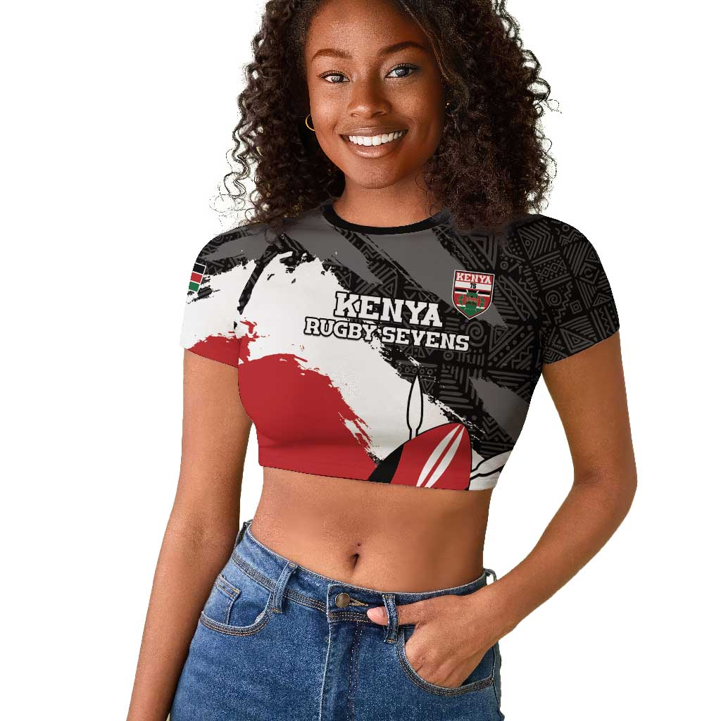 Custom Afro Kenya Raglan Cropped T shirt Rugby Sevens - African Pattern