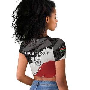 Custom Afro Kenya Raglan Cropped T shirt Rugby Sevens - African Pattern