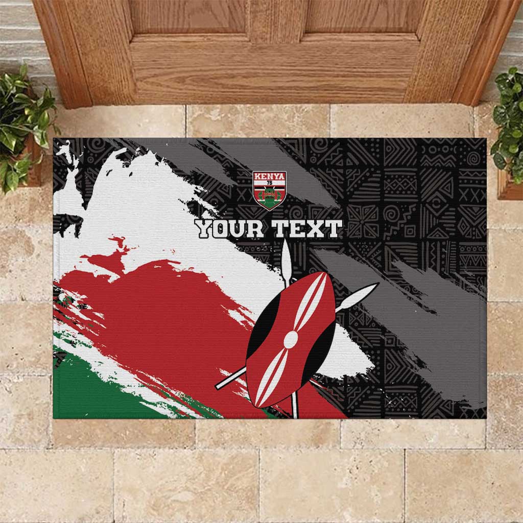 Custom Afro Kenya Rubber Doormat Rugby Sevens - African Pattern