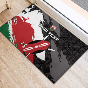 Custom Afro Kenya Rubber Doormat Rugby Sevens - African Pattern