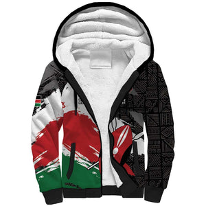 Custom Afro Kenya Sherpa Hoodie Rugby Sevens - African Pattern