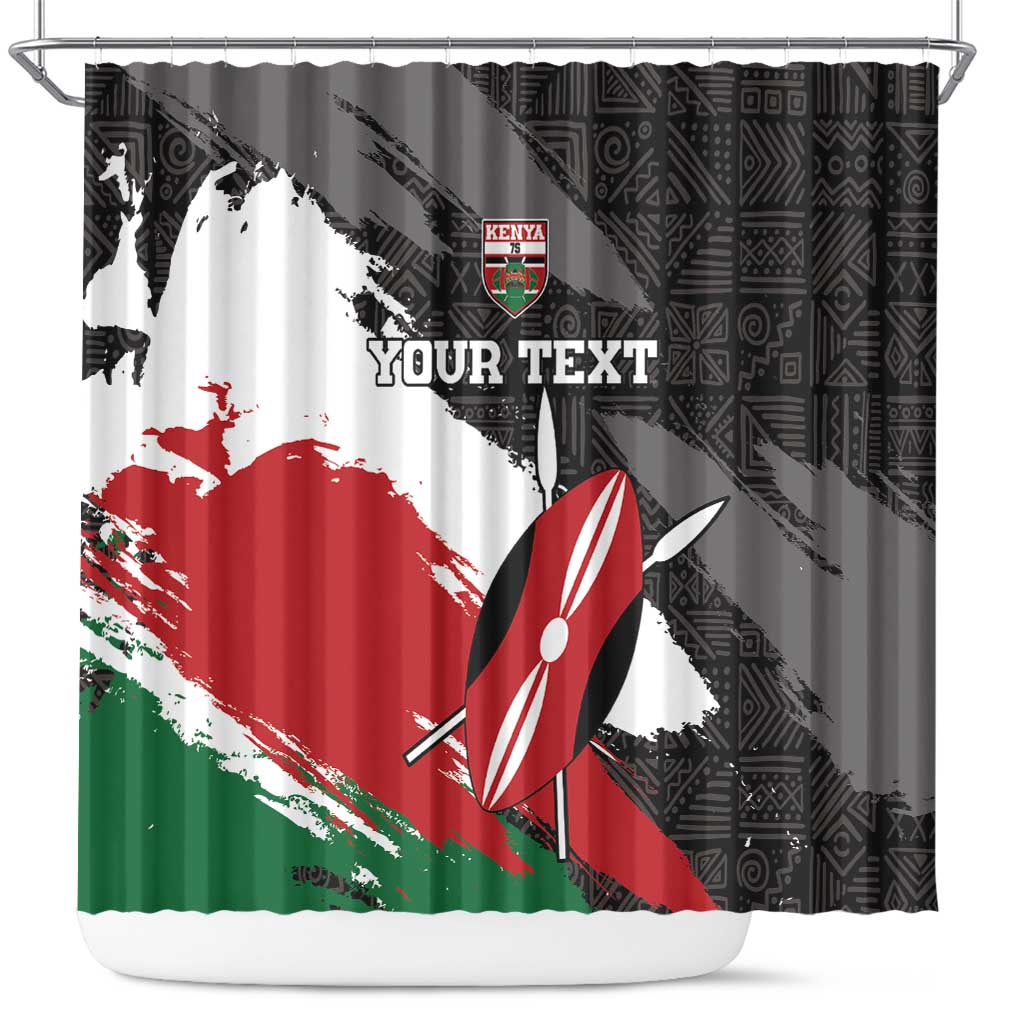 Custom Afro Kenya Shower Curtain Rugby Sevens - African Pattern