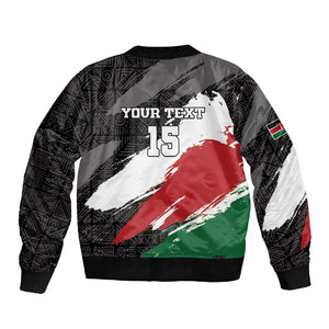 Custom Afro Kenya Sleeve Zip Bomber Jacket Rugby Sevens - African Pattern