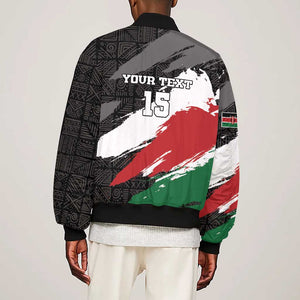 Custom Afro Kenya Sleeve Zip Bomber Jacket Rugby Sevens - African Pattern