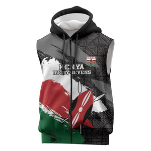 Custom Afro Kenya Sleeveless Zip Hoodie Rugby Sevens - African Pattern - African Pride