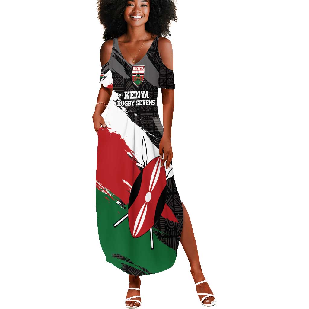 Custom Afro Kenya Summer Maxi Dress Rugby Sevens - African Pattern